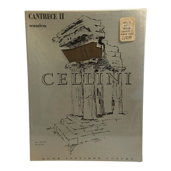 Vintage Cellini Cantrece II Seamless Nylon Stockings Hosiery Roman Taupe 2 Pair